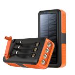 RRP £30.81 Power Bank with Built in Cable Solar Power Bank Hand