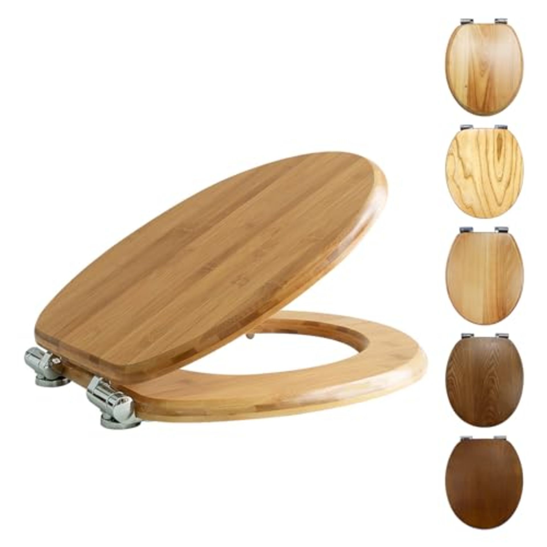 RRP £60.50 Fanmitrk Natural Solid Wood Toilet Seat-Wooden Toilet Seat Bamboo