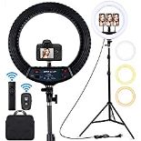 RRP £99.40 18 inch LED Ring Light with Tripod Stand Dimmable Makeup