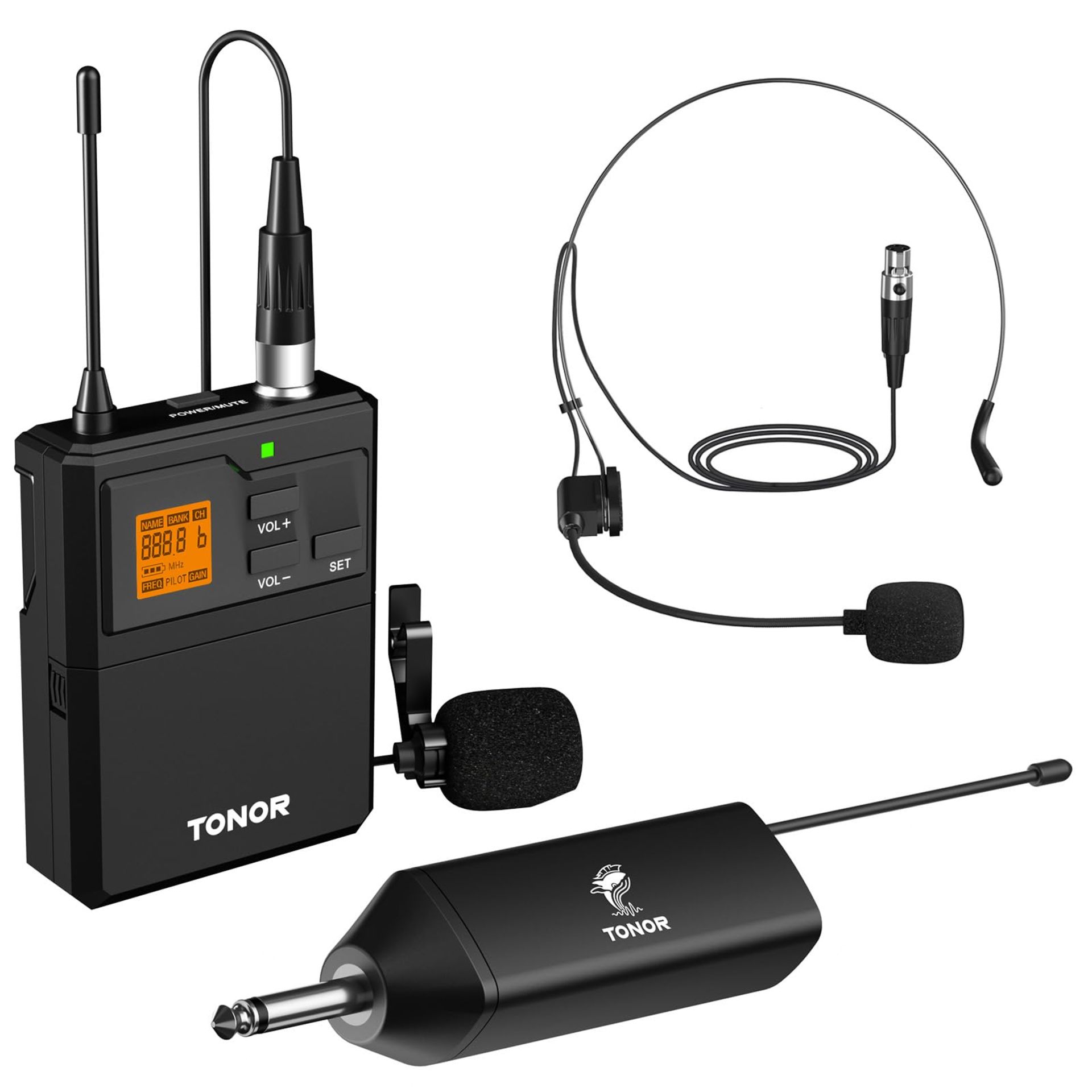 RRP £43.37 TONOR UHF Wireless Microphone System with Headset Mic/Lavalier Lapel Mic