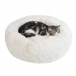 RRP £22.74 Calming Dog Cat Donut Bed - 19.7in Fluffy Plush Puppy Kitten Cuddler Round Bed