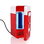 RRP £16.71 Discoball Mini Fridge Portable Small USB Cooler and Warmer LED Light (Red)