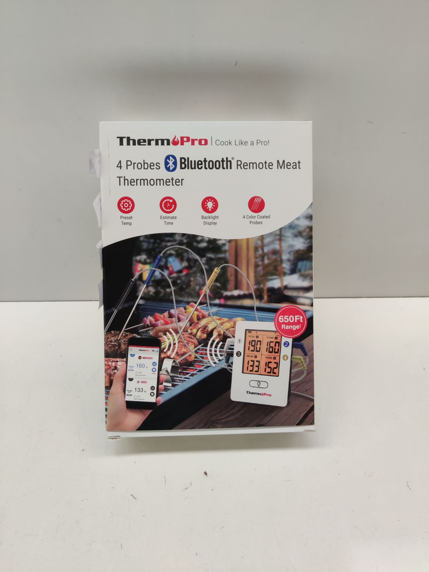 RRP £40.17 ThermoPro TP25 Bluetooth Meat Thermometer with 4 Temperature - Image 2 of 2