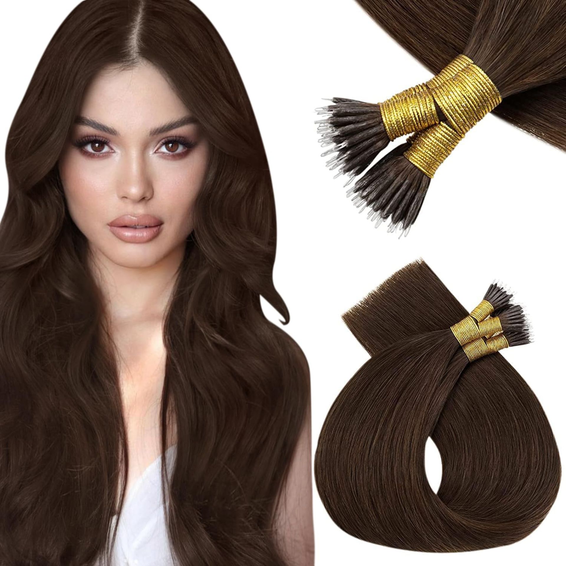 RRP £44.94 Vivien Nano Hair Extensions Brown Nano Tip Hair Extensions