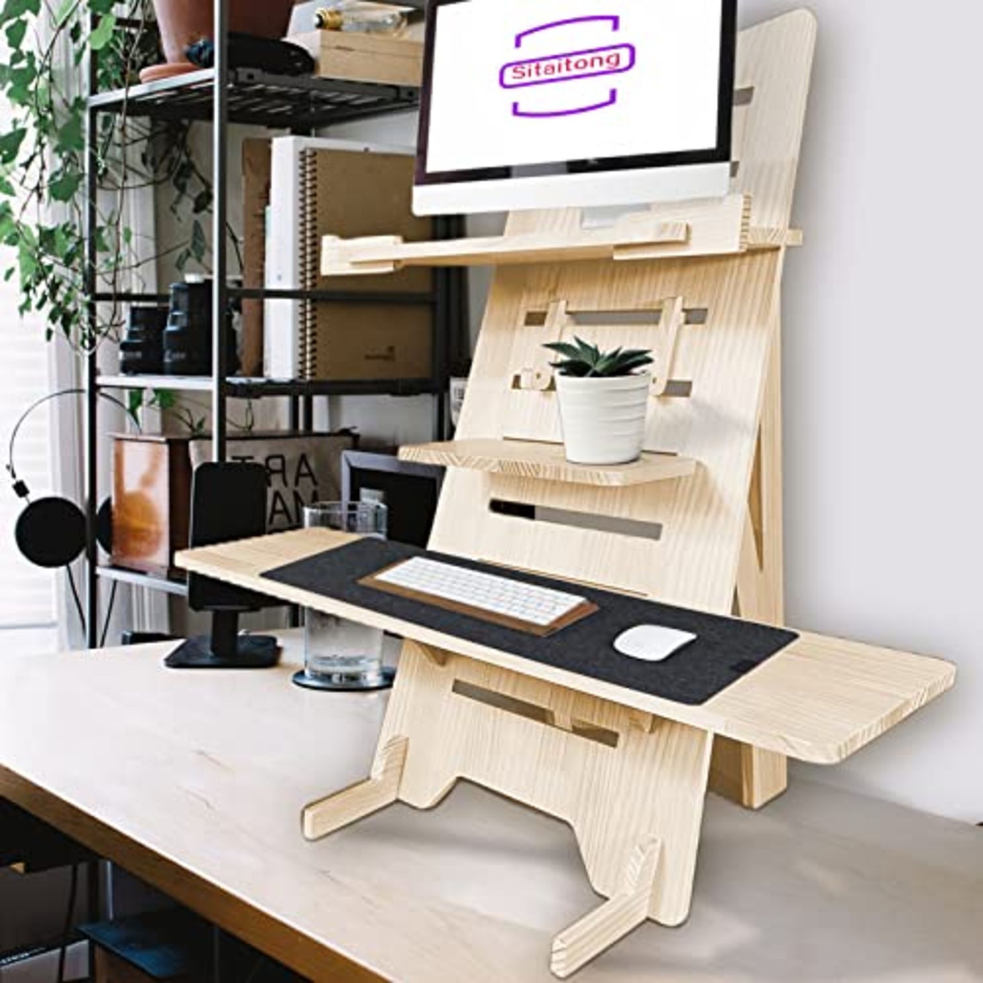 RRP £111.65 Sitaitong Wooden Standing Computer Desk Stand up Adjustable