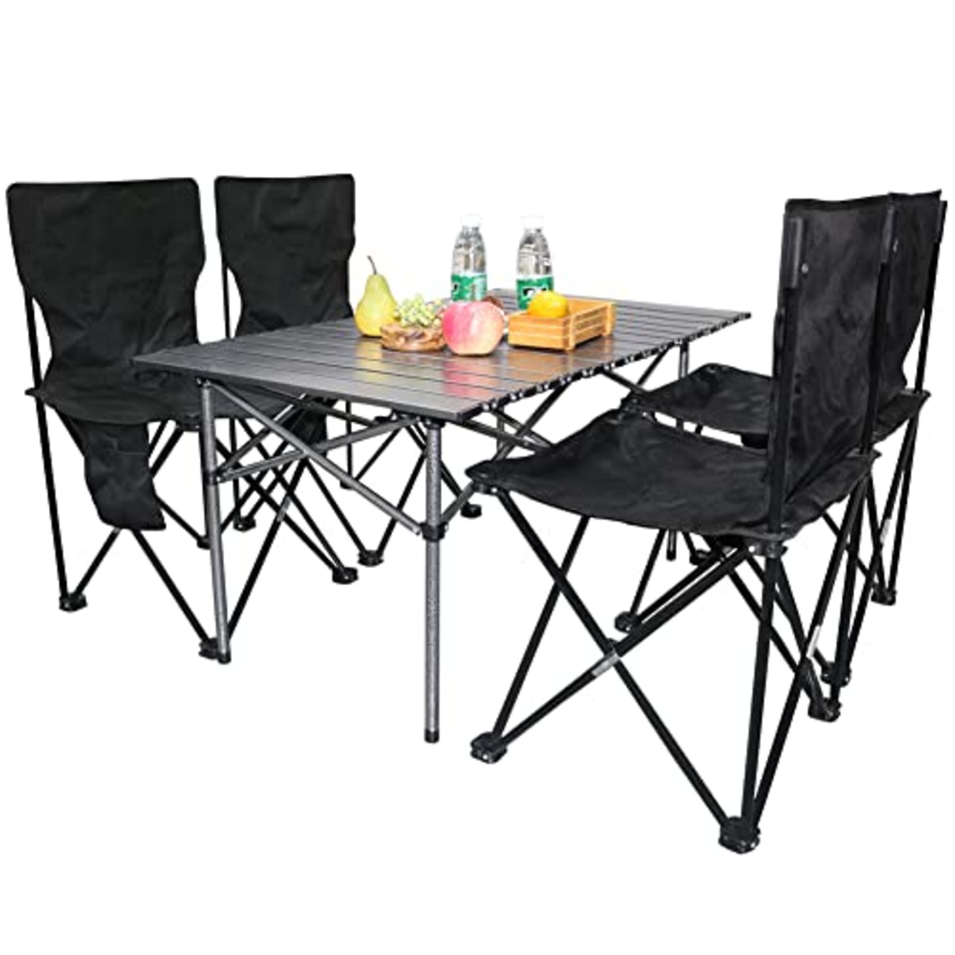 RRP £78.72 BOMOOMOO Camping Portable Folding Tables & 4Pcs Chairs Set