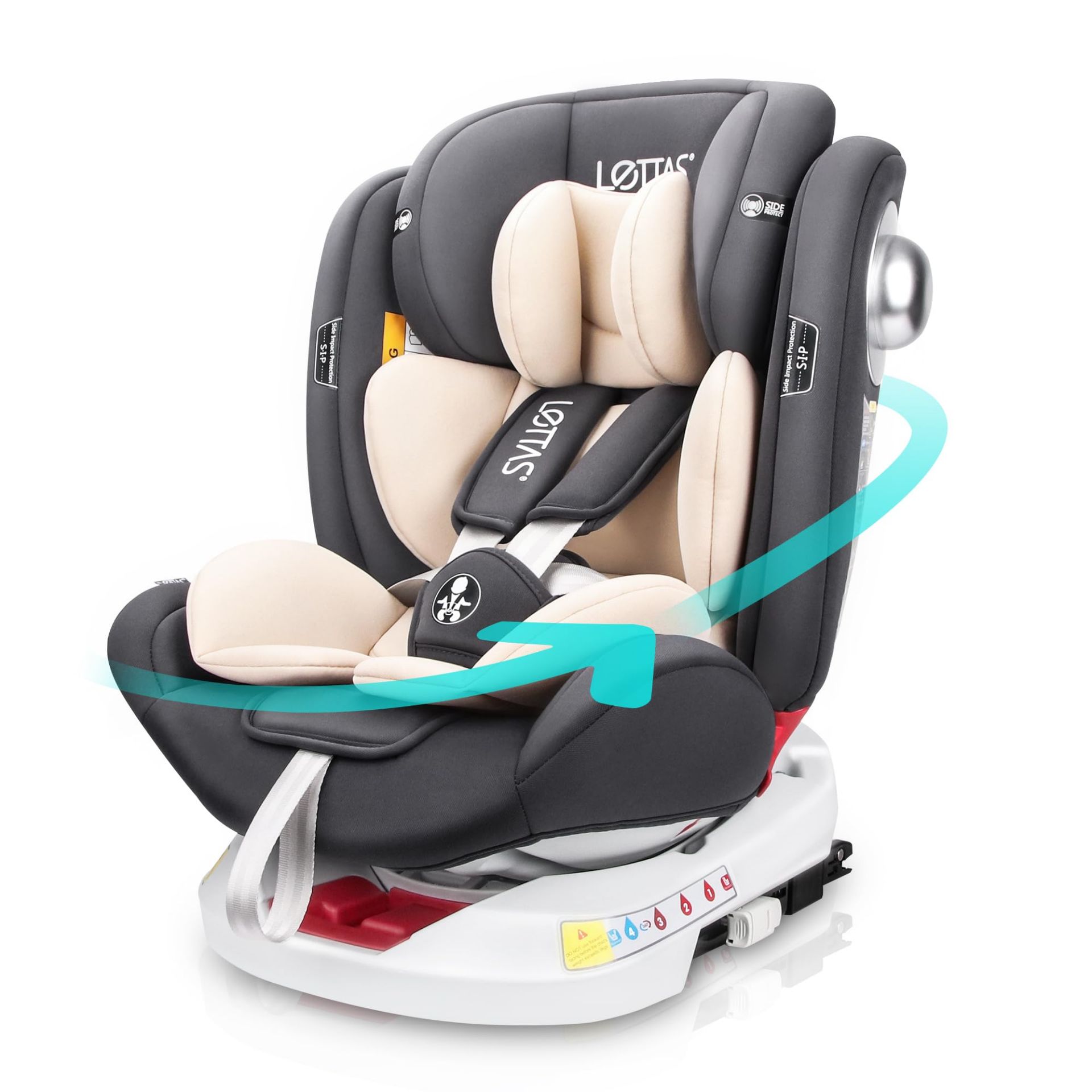 RRP £148.40 LETTAS 360 Swivel Isofix Baby Car Seat for Group 0+1/2/3 (0-36kg