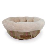 RRP £29.67 HugglePets Supersoft 60cm Check Stone Donut Bed for