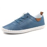 RRP £41.54 Lunar St Ives Leather Plimsoll 5 UK Mid Blue