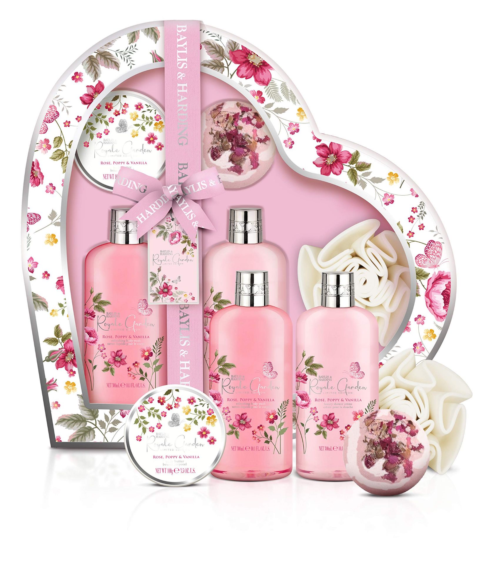 RRP £32.04 Baylis & Harding Royale Garden Large Luxury Heart Bathing Gift Set