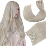 RRP £84.56 Hetto Blonde Clip in Hair Extensions Real Human Hair