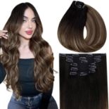 RRP £63.93 Vivien Hair Extensions Clip in Human Hair Balayage