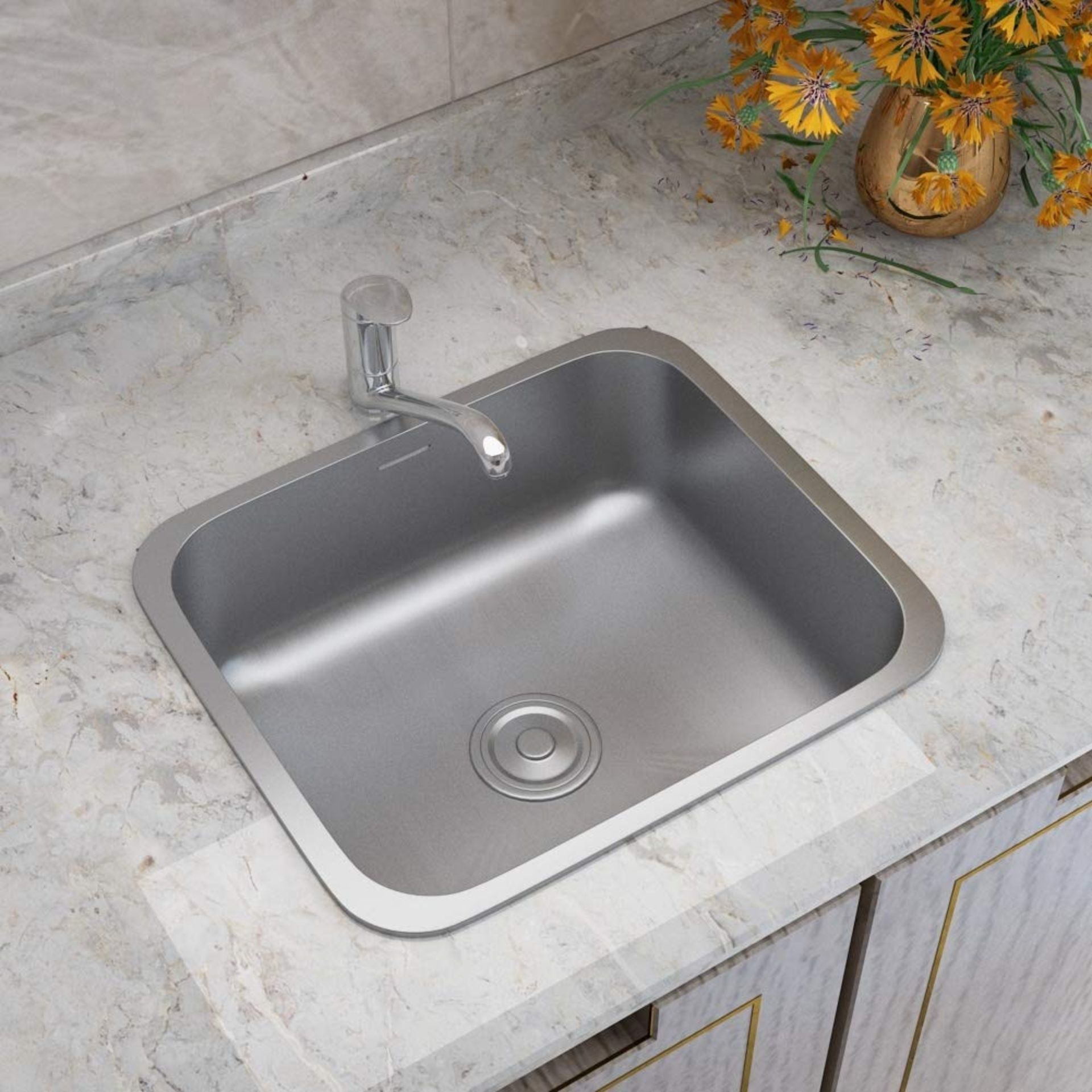 RRP £60.50 XEMQENER Stainless Steel Kitchen Sink Single Bowl 410x360x205mm