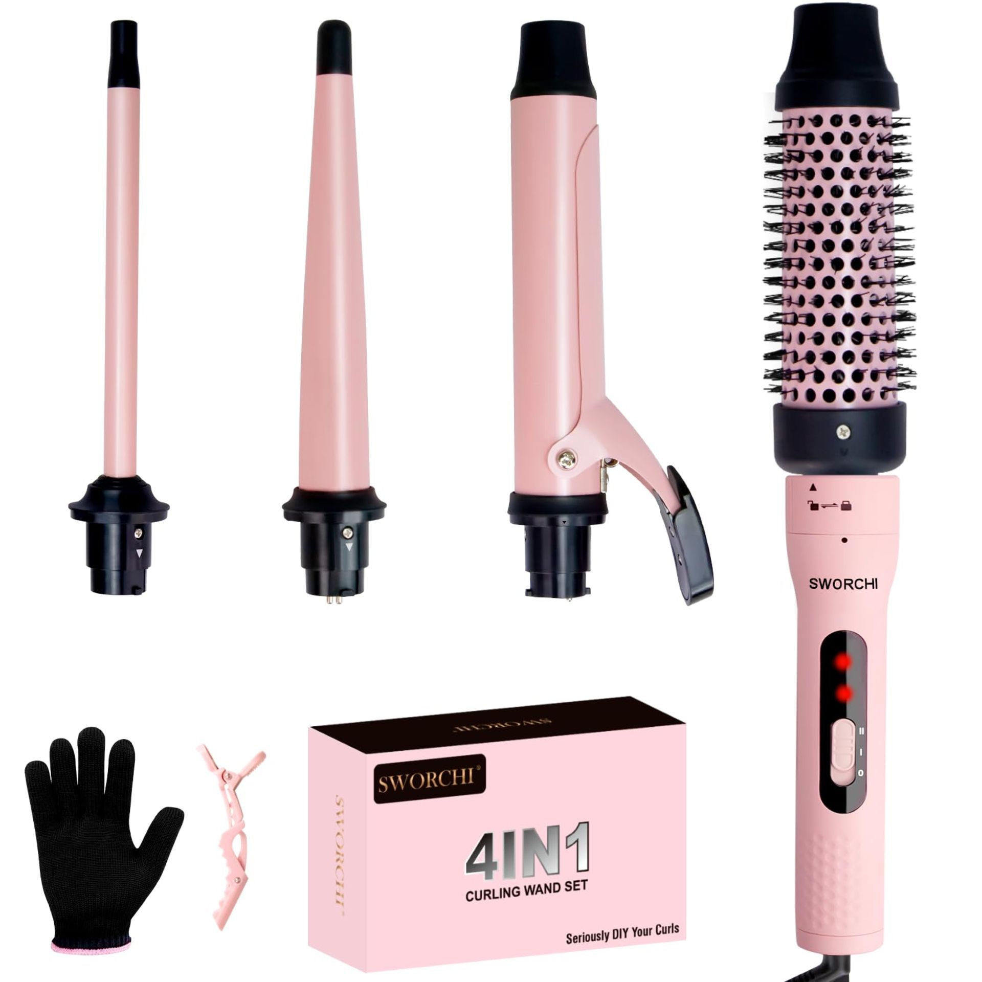 RRP £36.98 Curling Wand 4 in 1 Hair Curling Tongs Iron Set Beach