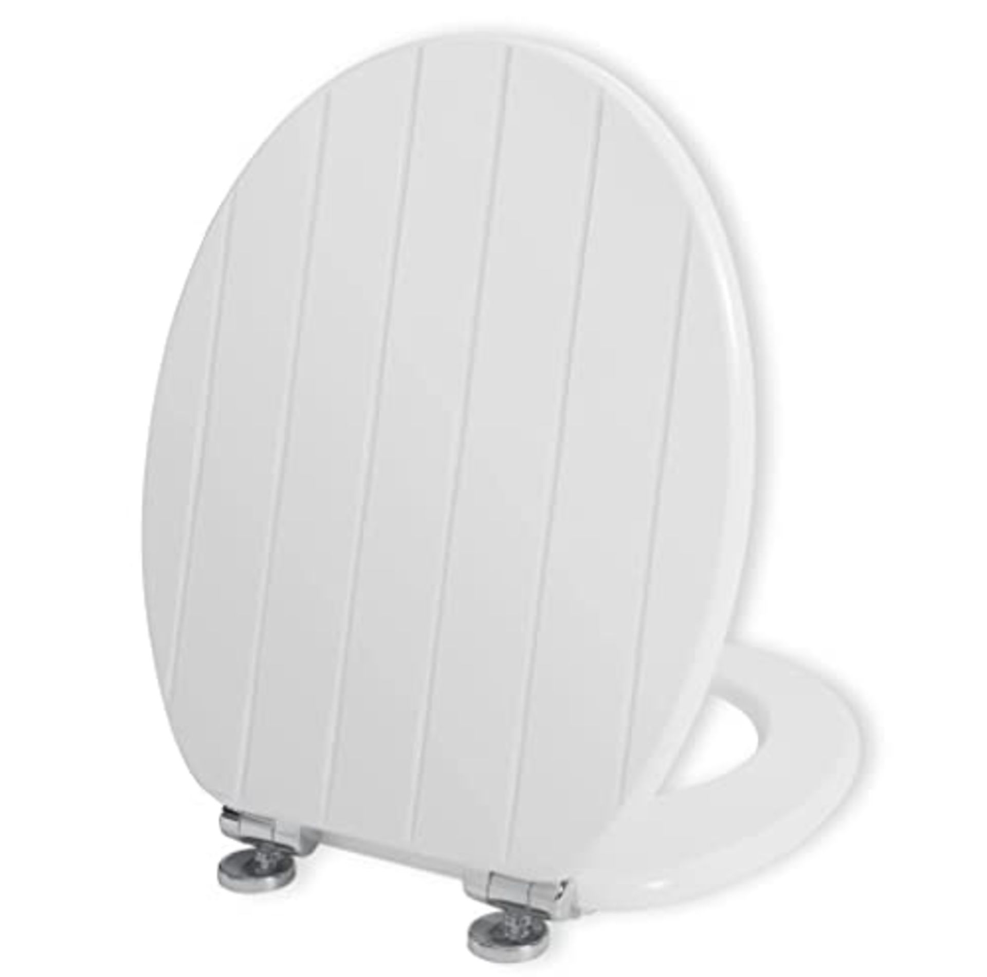 RRP £49.07 Angel Shield White Wooden Toilet Seat Antibacterial