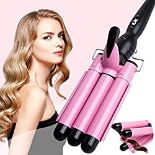 RRP £16.39 3 Barrel Curling Iron Wand 25mm Hair Crimper with