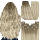 RRP £123.28 YoungSee Hair Extension Clip in Human Hair Ombre Blonde