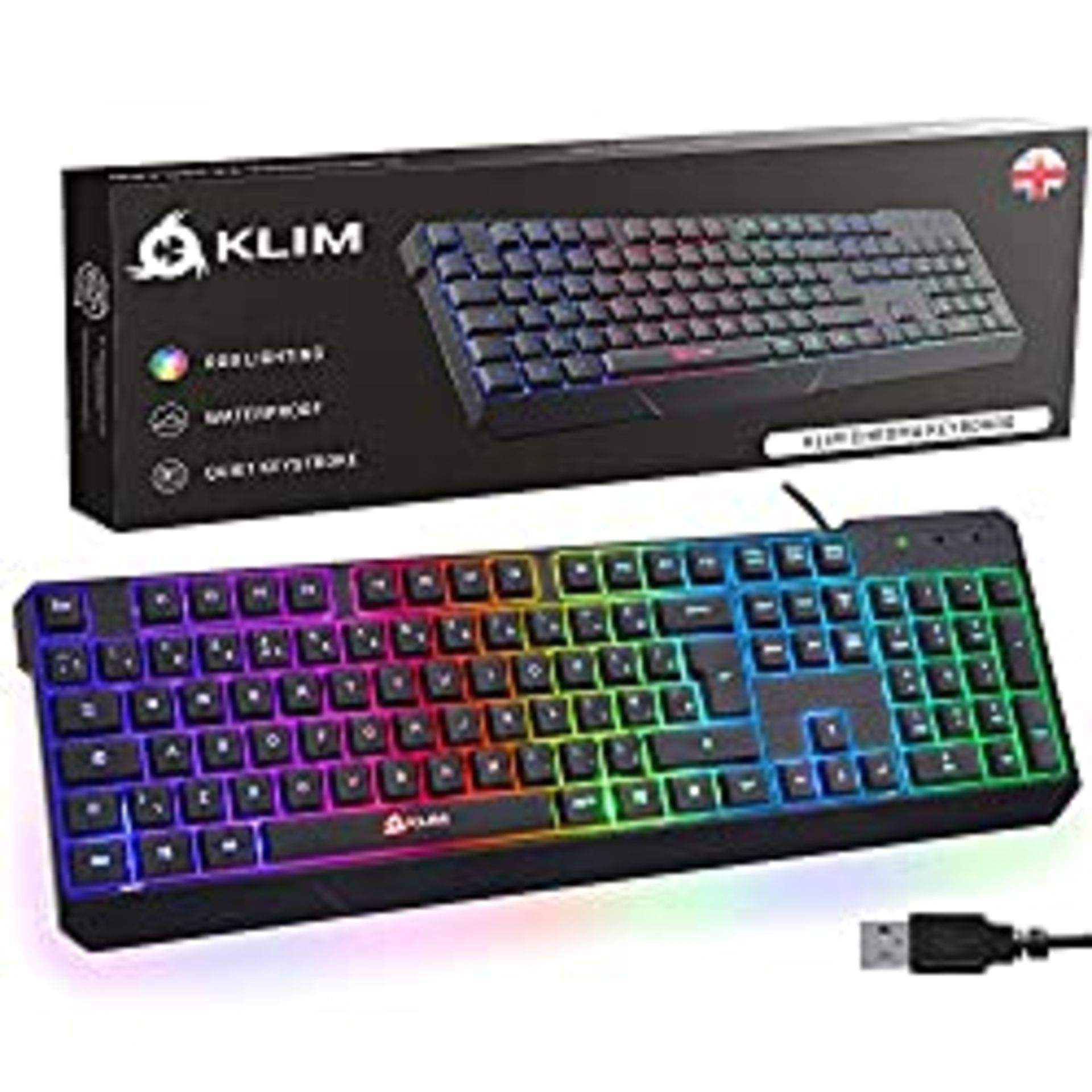 RRP £22.81 KLIM Chroma Gaming Keyboard UK Layout + Slim