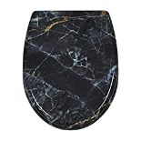 RRP £33.80 Fanmitrk Duroplast Soft Close Toilet Seat-Black Marble Style Toilet Seat
