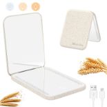 RRP £18.25 wobsion Wheat Straw Compact Mirror with Light Rechargeable