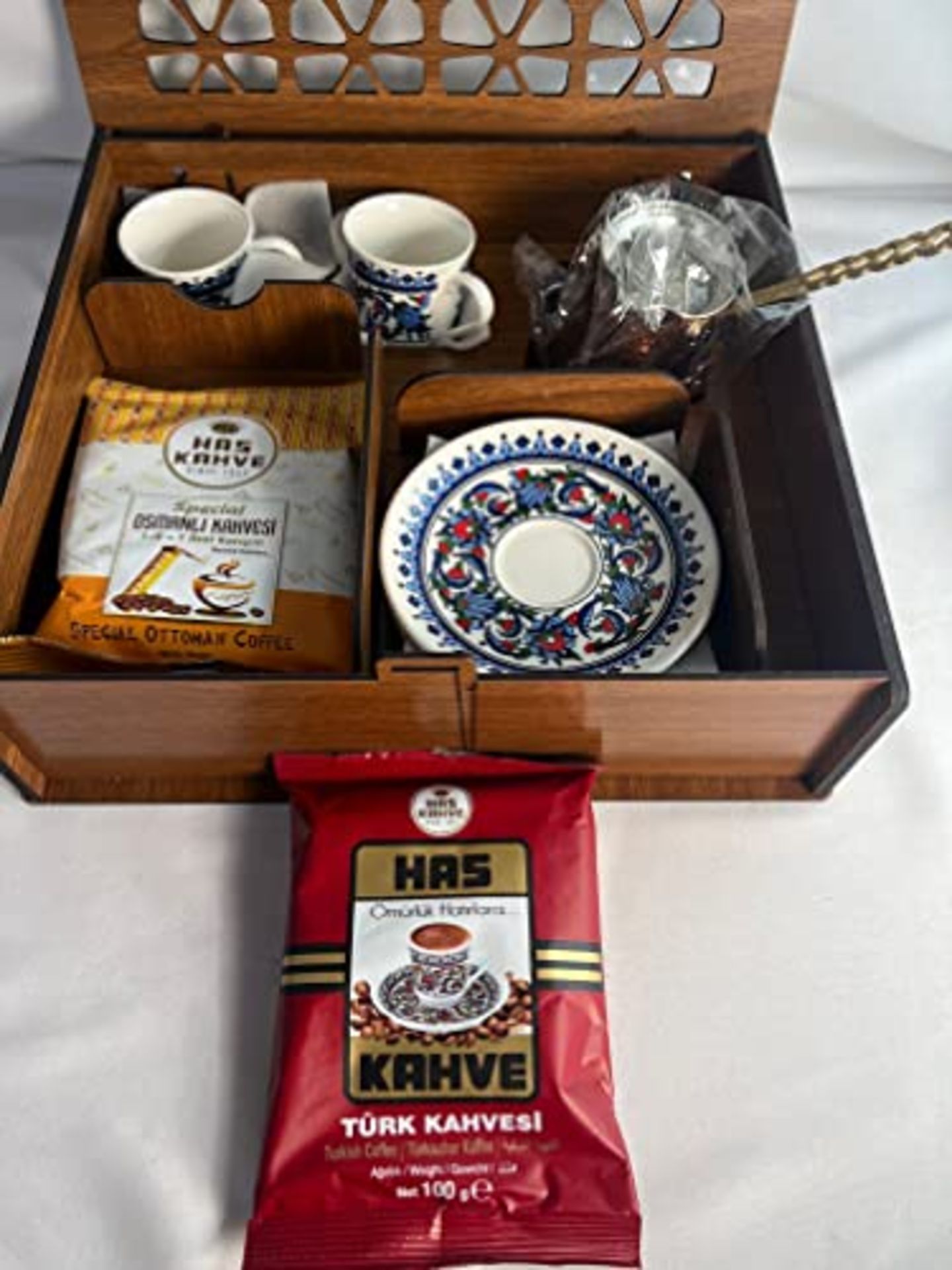 RRP £54.79 Turkish Coffee Gift Set for Two in Wooden Gift Box