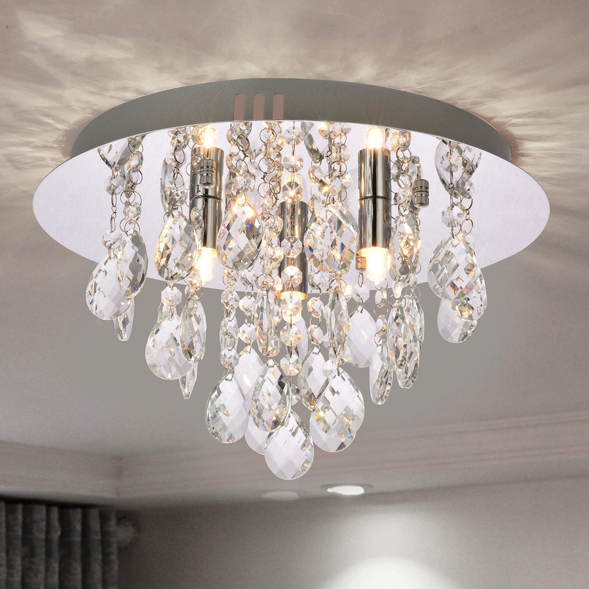 RRP £43.37 A1A9 Modern Flush Mount Crystal Chandelier