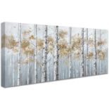 RRP £57.59 Wooden Framed Yellow Leaves Birch Tree Canvas Wall