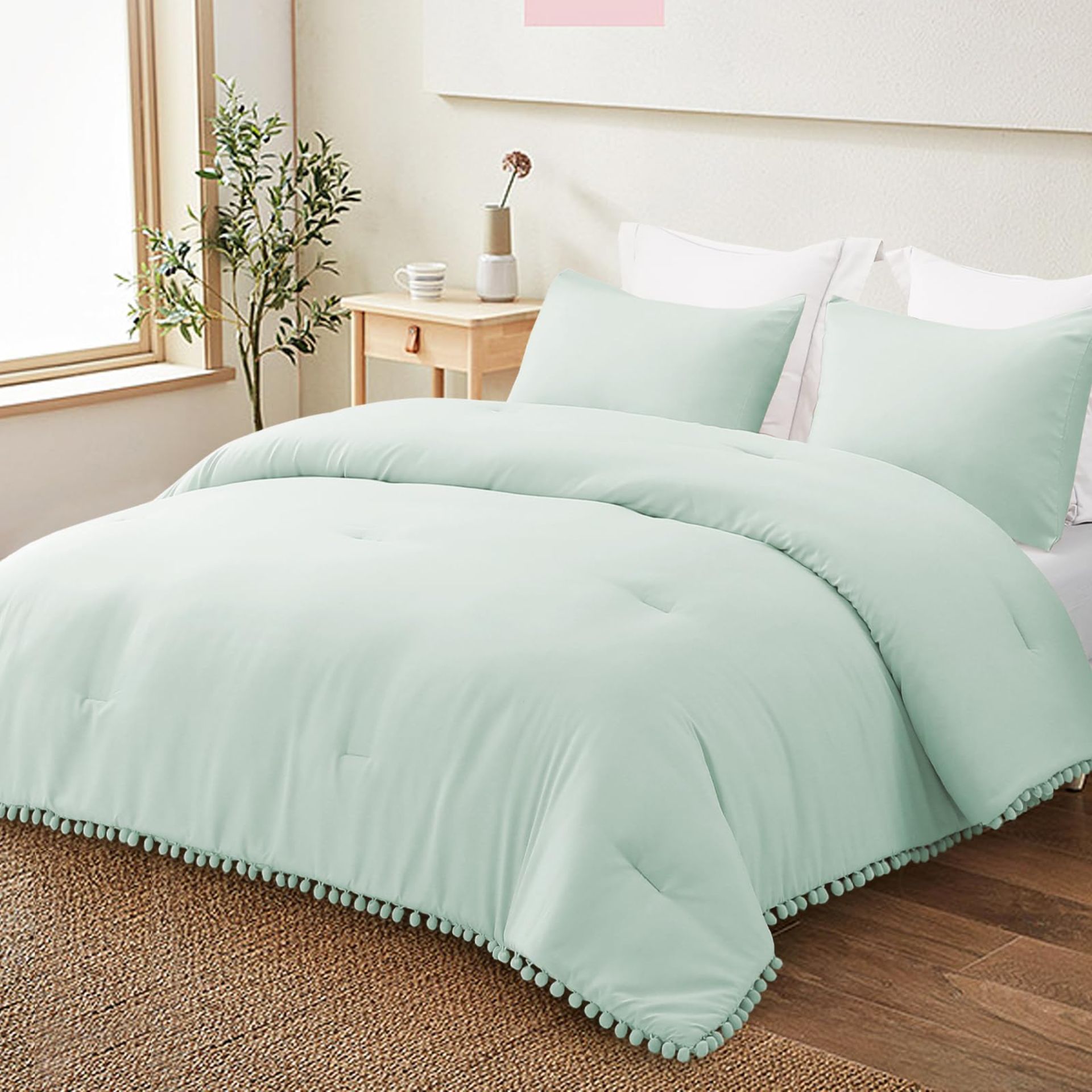 RRP £30.81 Exclusivo Mezcla Boho Pom Pom Ball Fringe Single Duvet Set