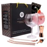 RRP £29.66 Vemacity Ribbed Gin Glasses Set of 2 | Handmade Gin
