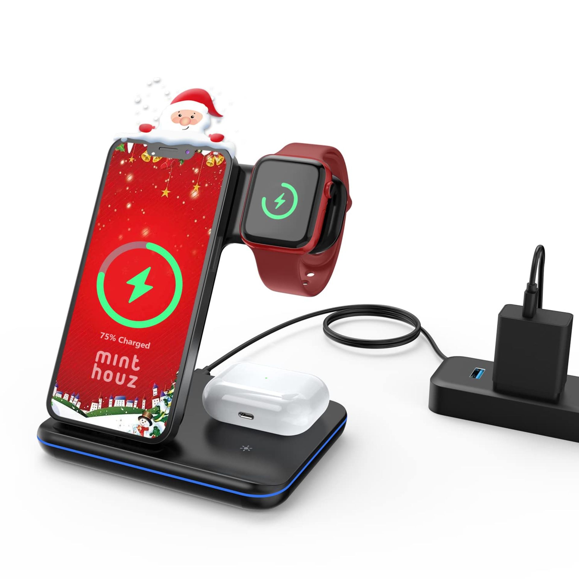 RRP £32.69 Minthouz 3 in 1 Wireless Charger with 18W Adapter