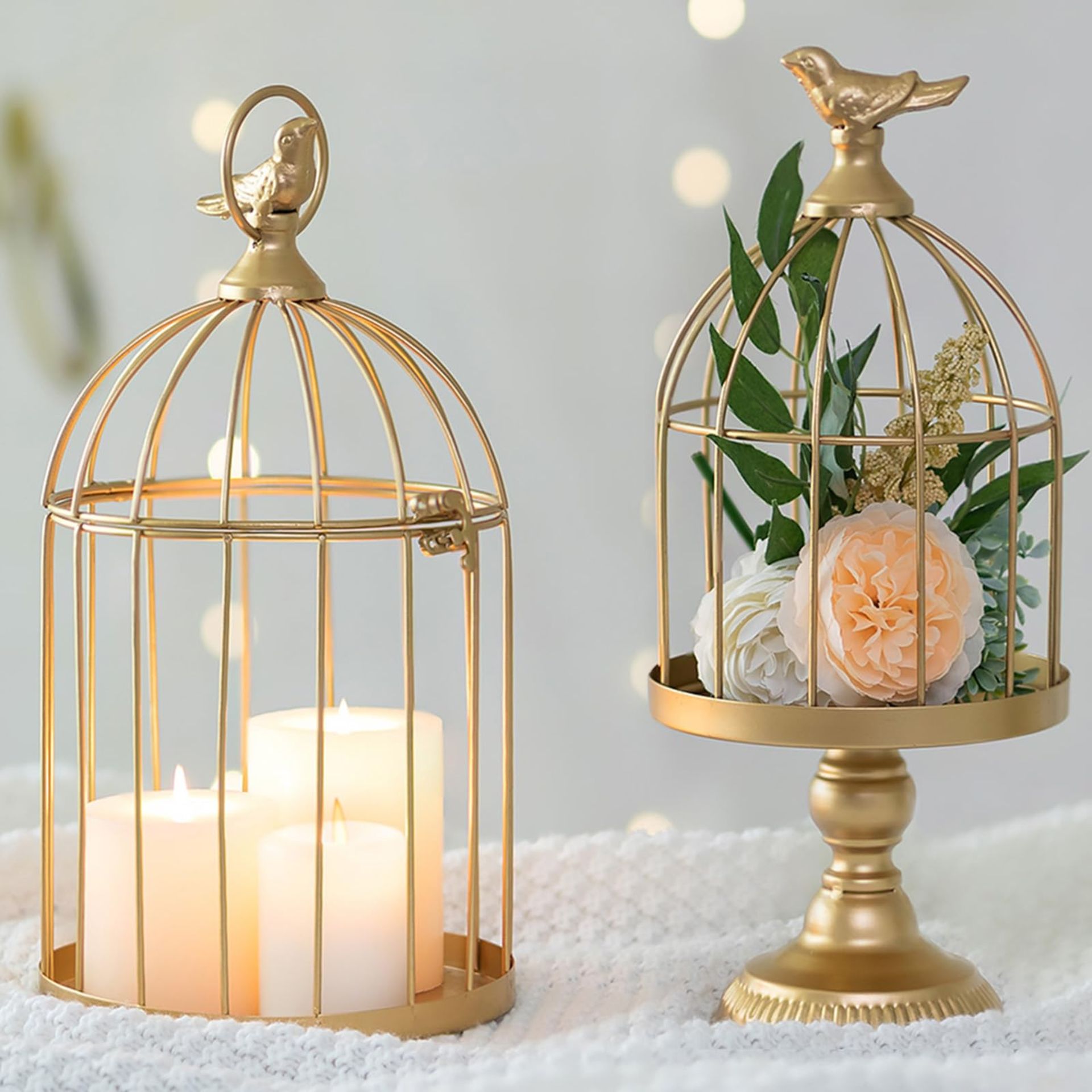 RRP £36.52 Sziqiqi Decorative Birdcage Candle Holders for Wedding Table Centrepieces