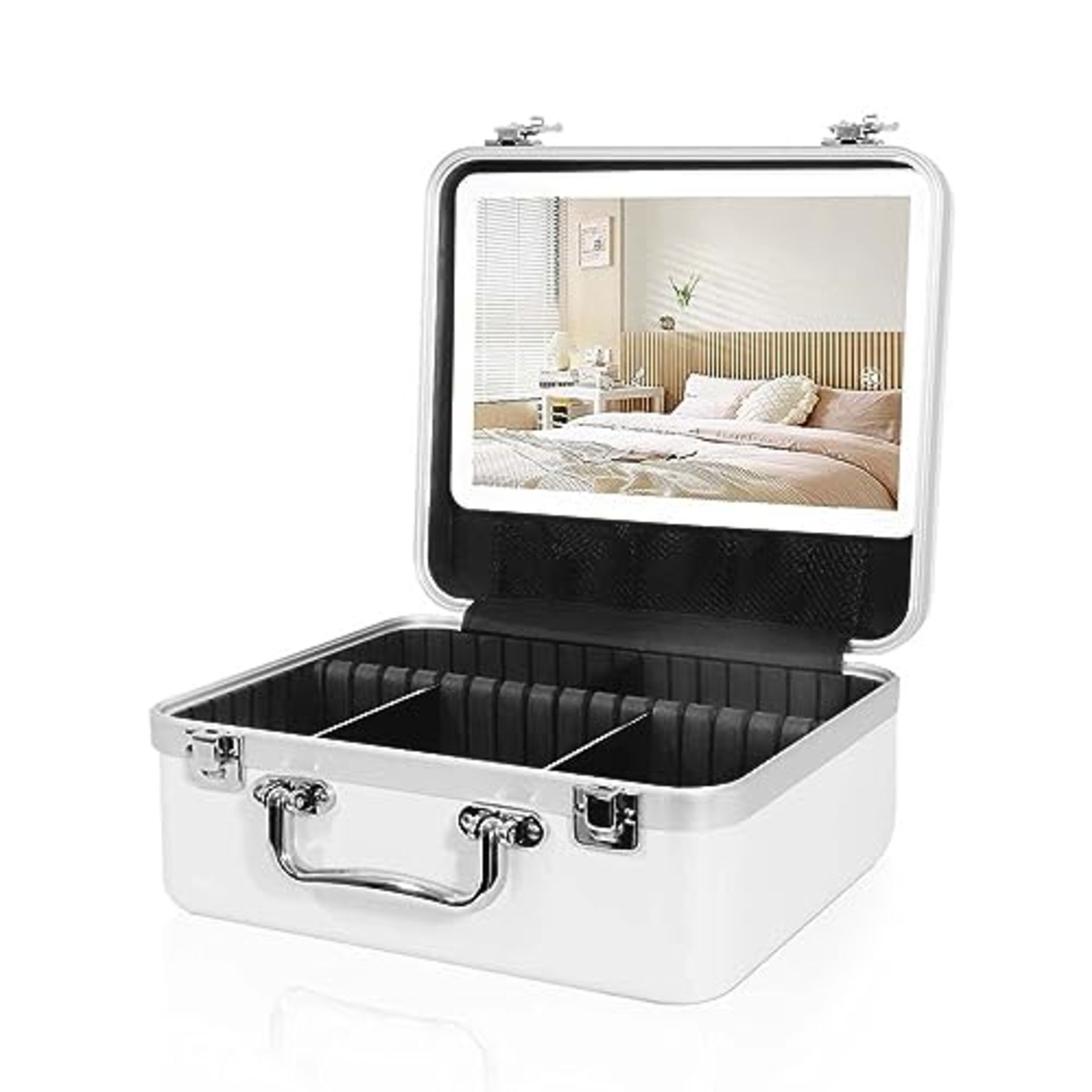 RRP £63.92 FENCHILIN Large Vanity Case with LED Makeup Mirror
