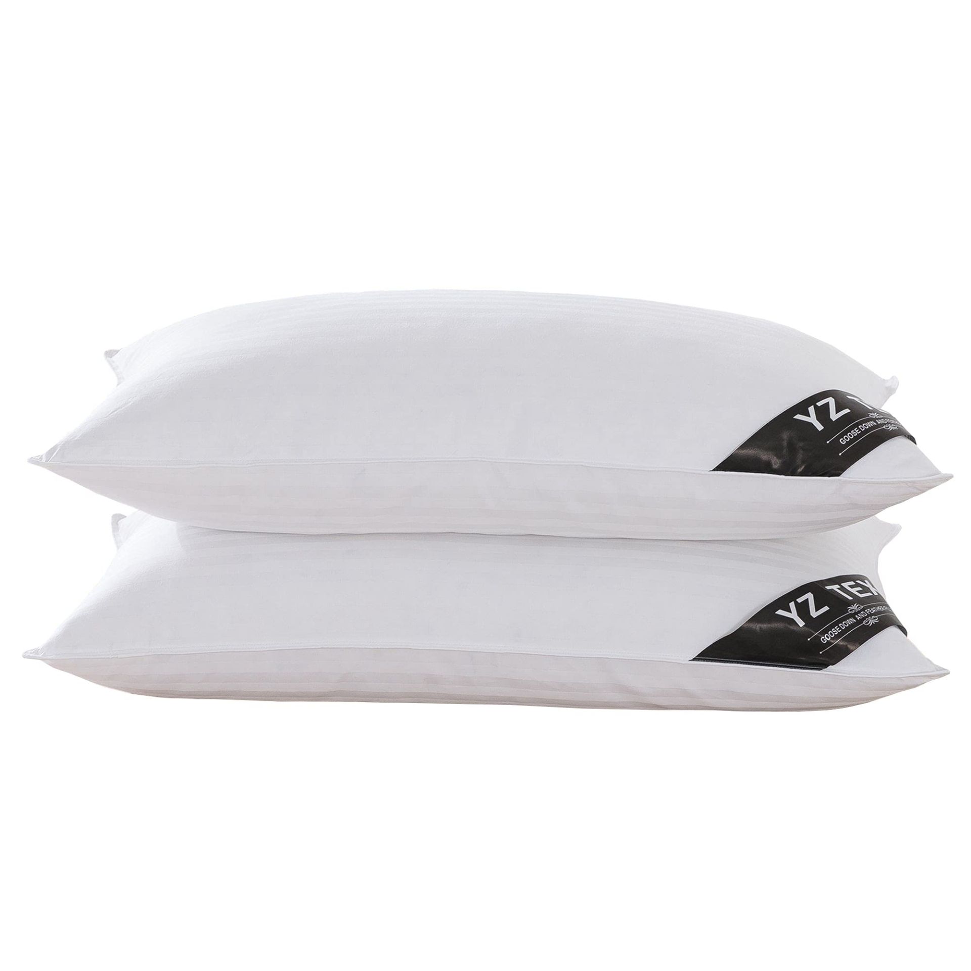 RRP £44.62 YZTEX 2 Pack Goose Feather and Down Pillows 100% Cotton