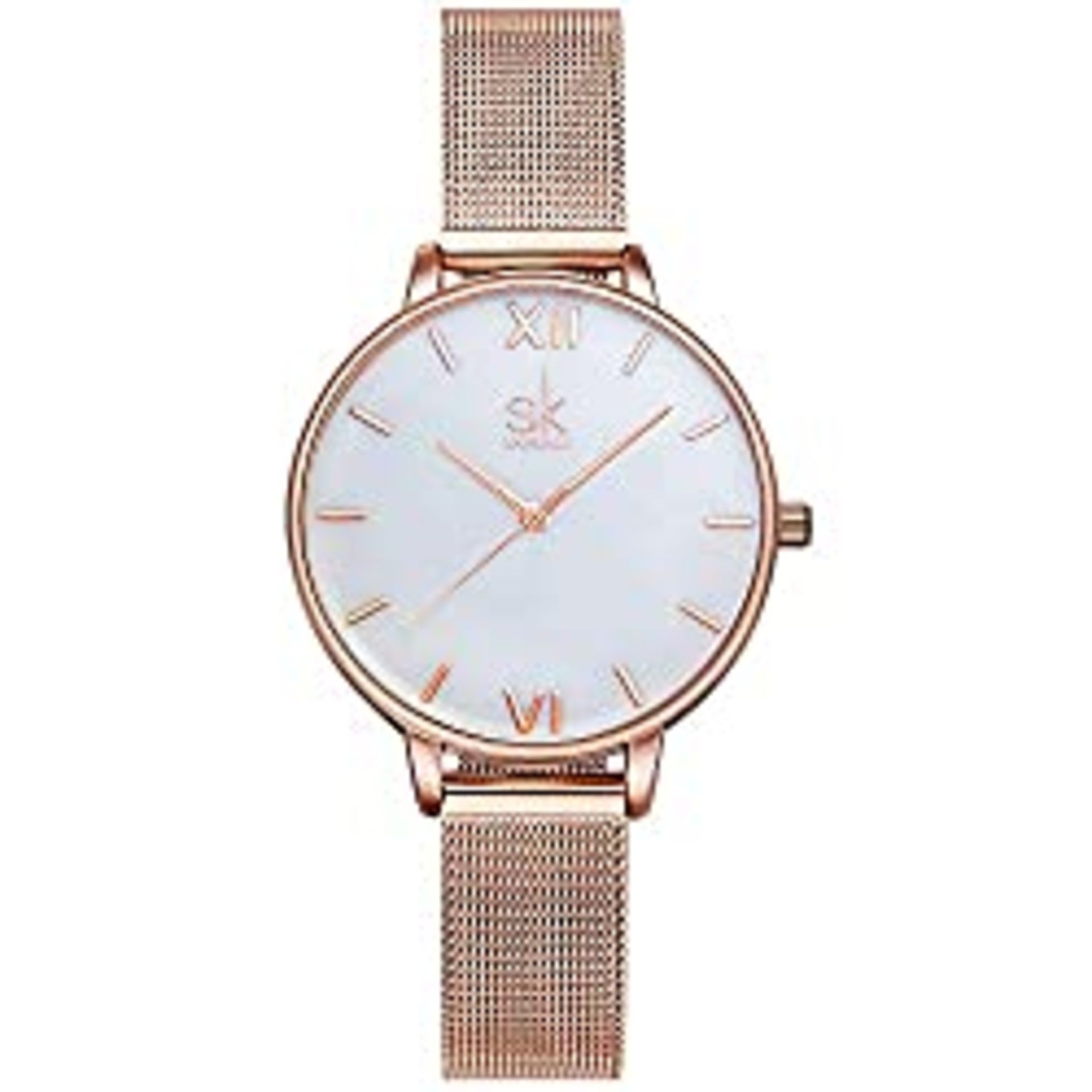 RRP £27.39 SHENGKE Creative Simplicity Women Watch Mesh Band Elegant