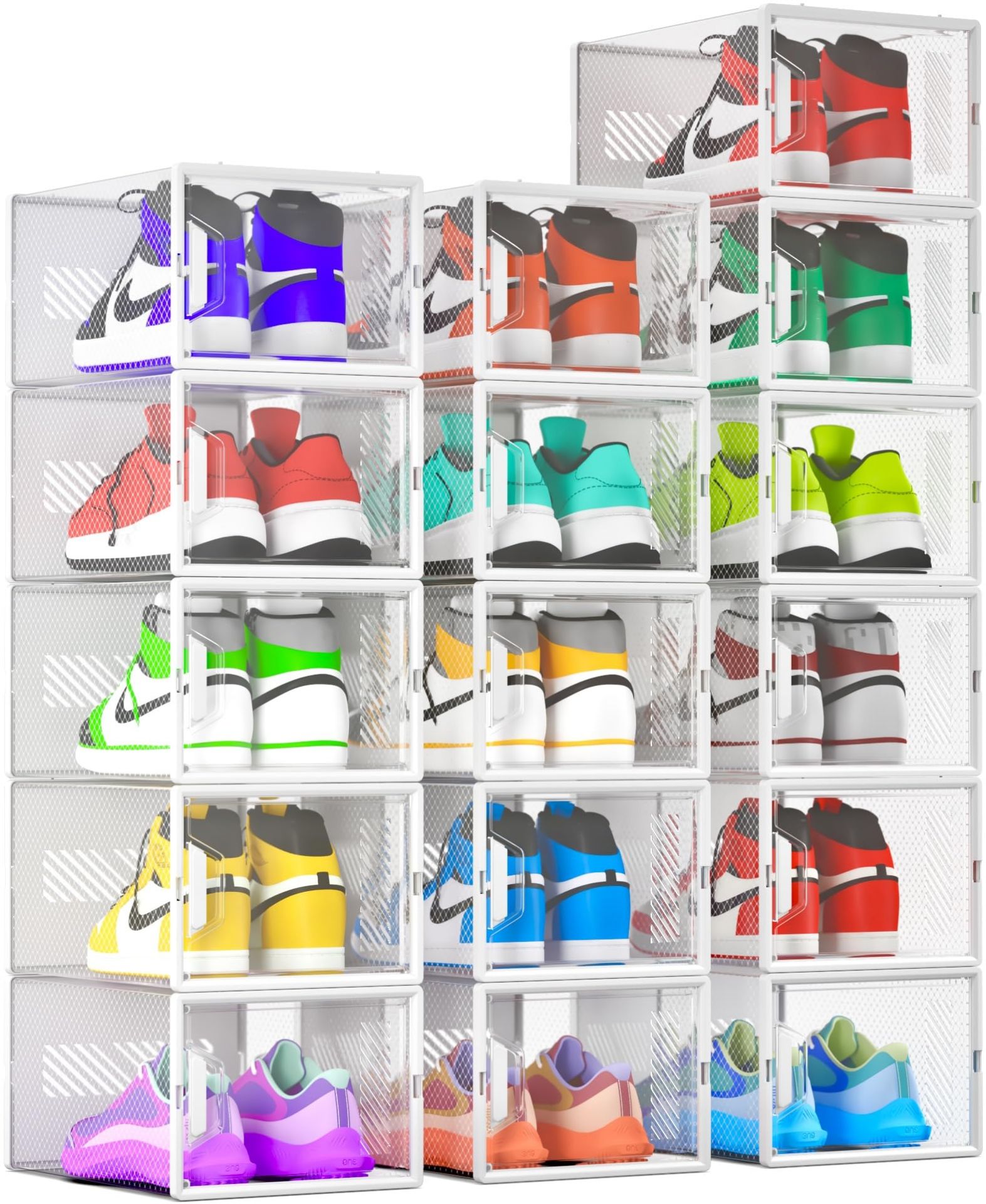 RRP £45.65 Unique Impression 16 Pack Shoe Storage Box Large Size- Clear Stackable Boxes