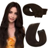 RRP £90.78 Moresoo Weft Hair Extensions Real Human Hair Dark Brown