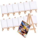 RRP £18.14 Toddmomy 12 Sets of Mini Canvas and Easel Set Wooden