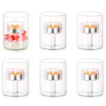 RRP £39.40 Glass Hurricane Candle Holders Tealight: Hewory 12