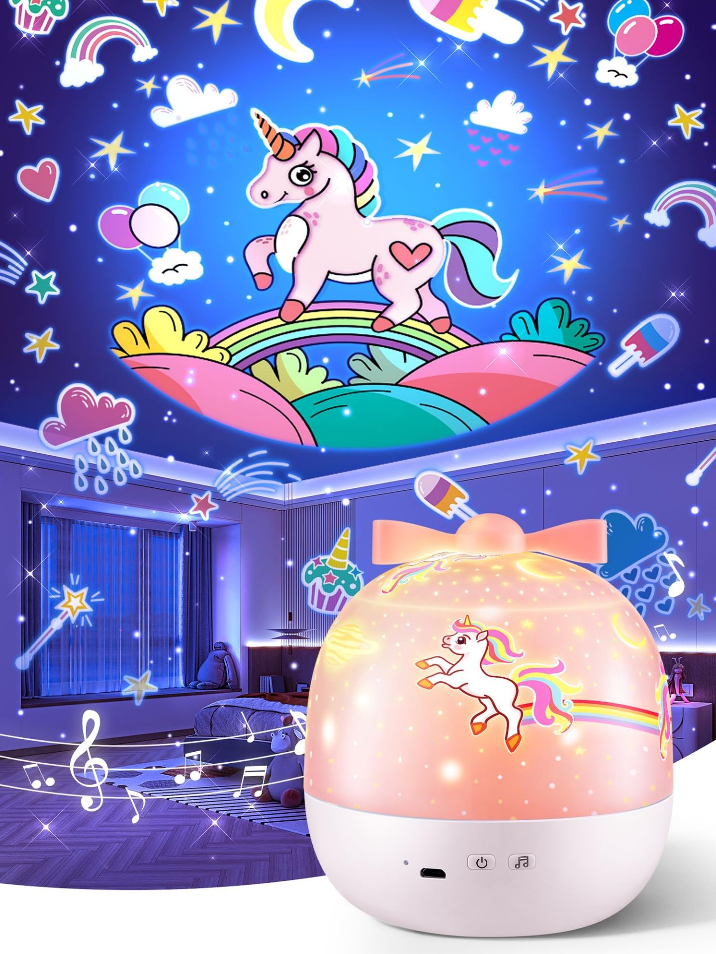 RRP £15.63 Night Light Kids Unicorn& Baby Night Light Projector