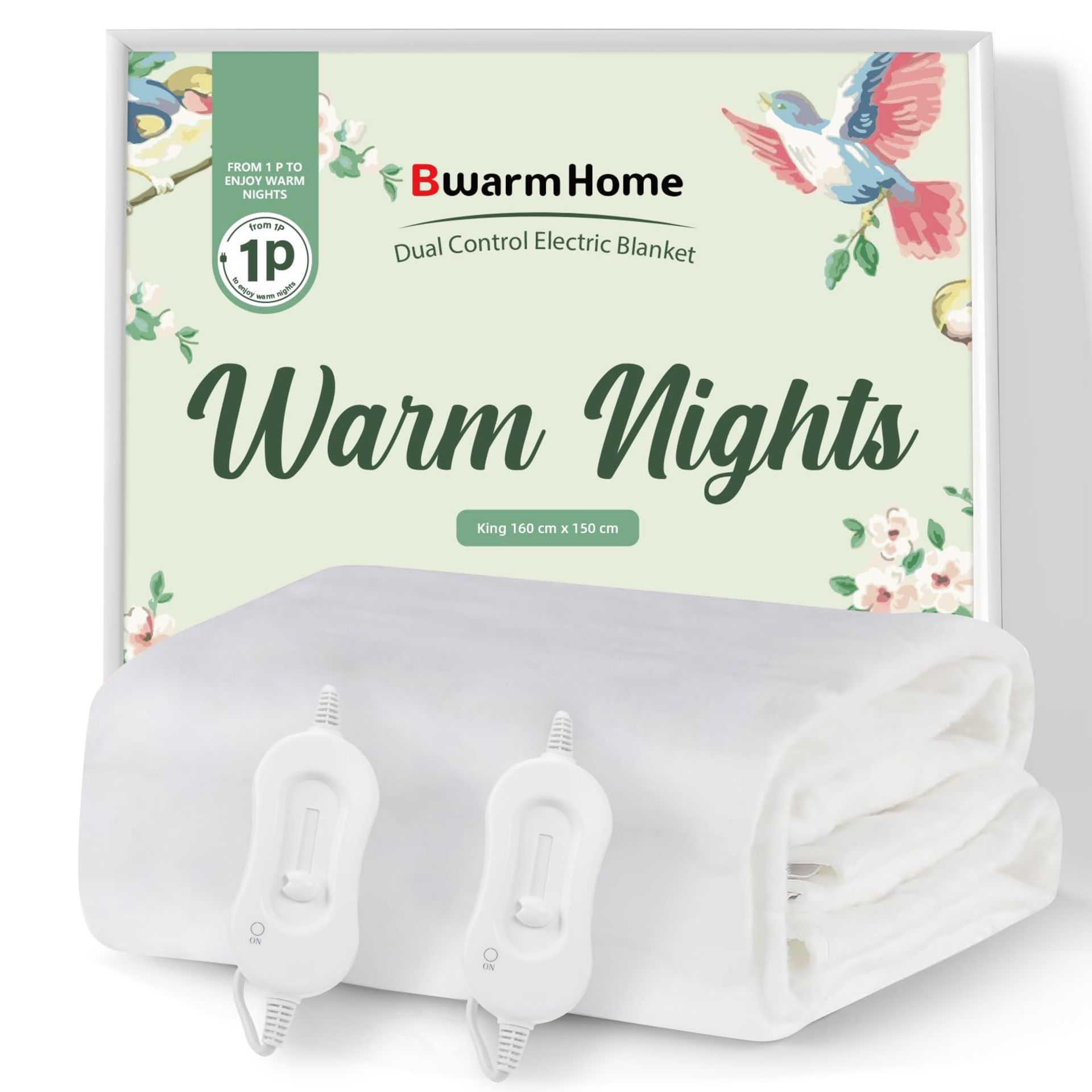 RRP £37.06 BWARM HOME Electric Blanket King Heated Electric Underblanket