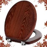 RRP £40.19 Angel Shield Toilet Seat Natural Wooden Toilet Seat with Zinc Alloy Hinges