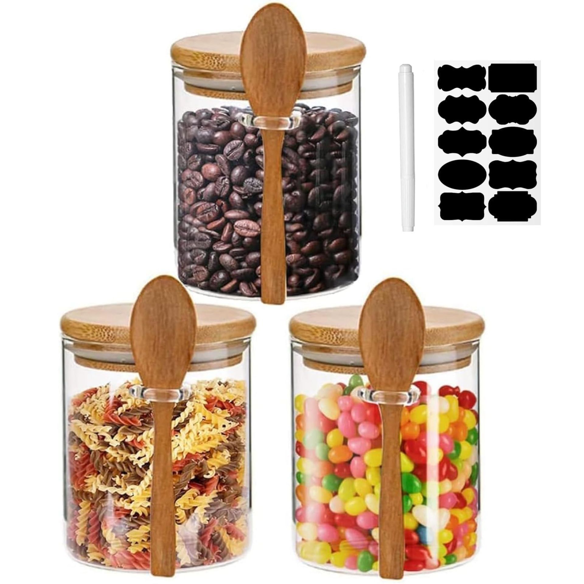 RRP £16.19 Glass Jars with Airtight Lid and Spoon