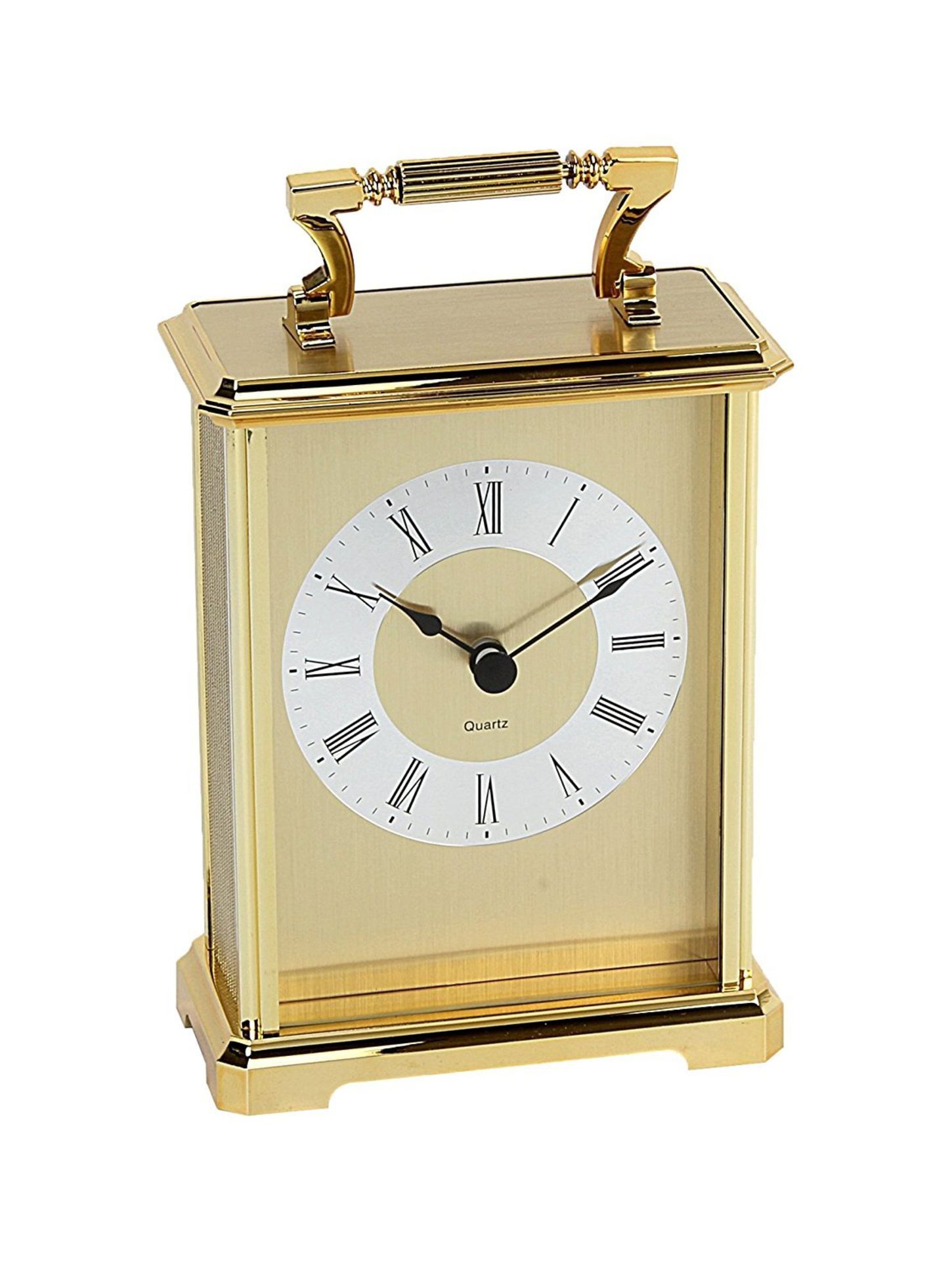 RRP £45.65 Wm. Widdop Gilt Design Roman Numerals Carriage Clock, Gold