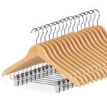 RRP £34.21 HOUISM 16 Pack Wooden Hangers with Clips