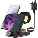 RRP £45.65 PINRUIGE Wireless Charger With Alarm Clock for Samsung and Night Light