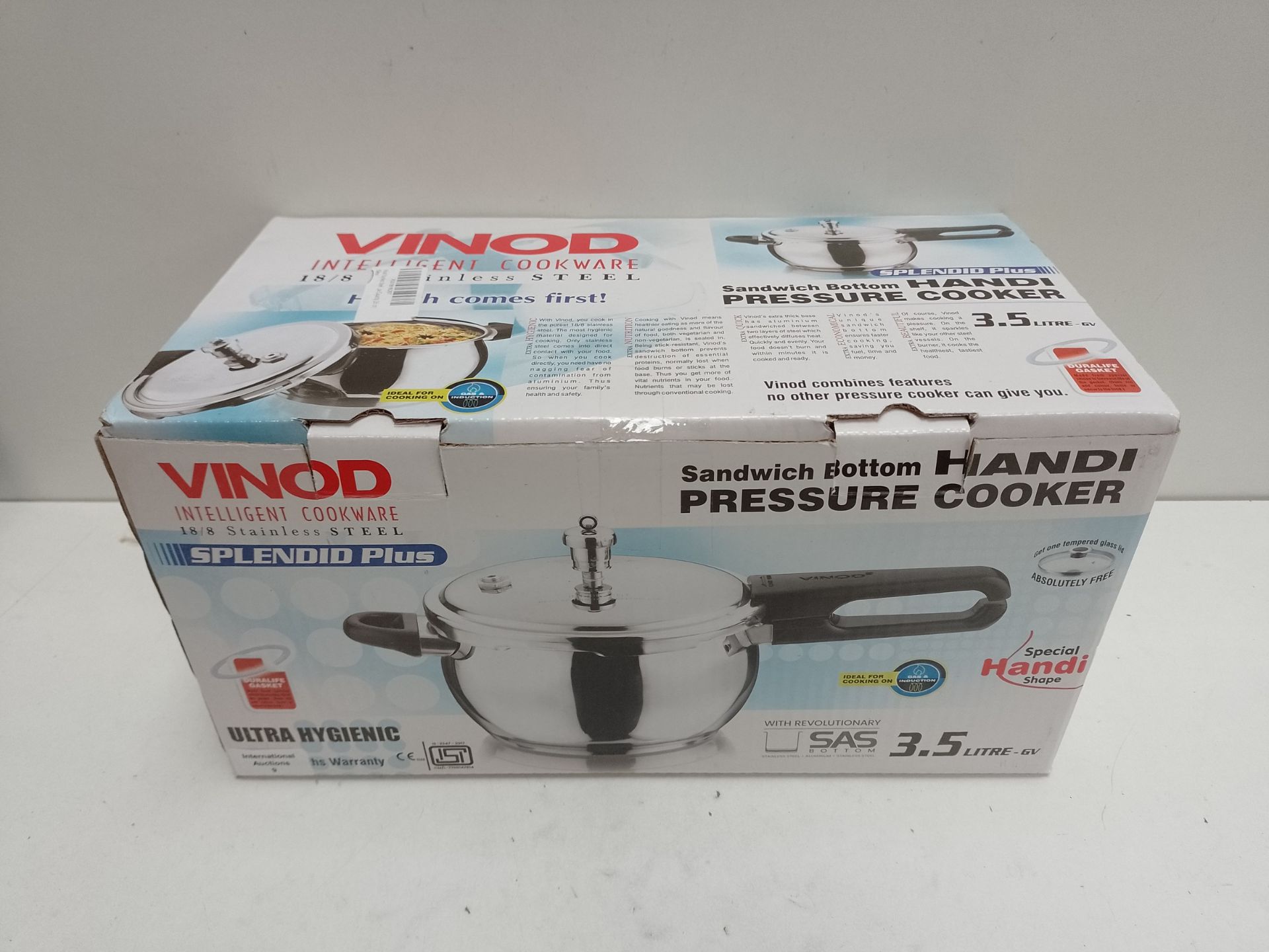 RRP £59.33 Vinod Stainless Steel Induction Pressure Cooker All Hobs Belly Shape - Image 2 of 2
