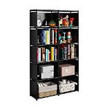 RRP £23.79 JIUYOTREE 6-Tiers Portable Bookshelf with Fabric Cloth at Back