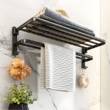 RRP £27.26 yozhch Self Adhesive Black Towel Rail with Shelf