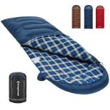 RRP £49.13 KingCamp Sleeping Bag 4 Seasons Cotton Flannel with Hood