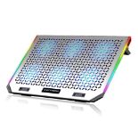 RRP £43.37 RGB Adjustable Laptop Stand Cooling Pad with 6 Fans